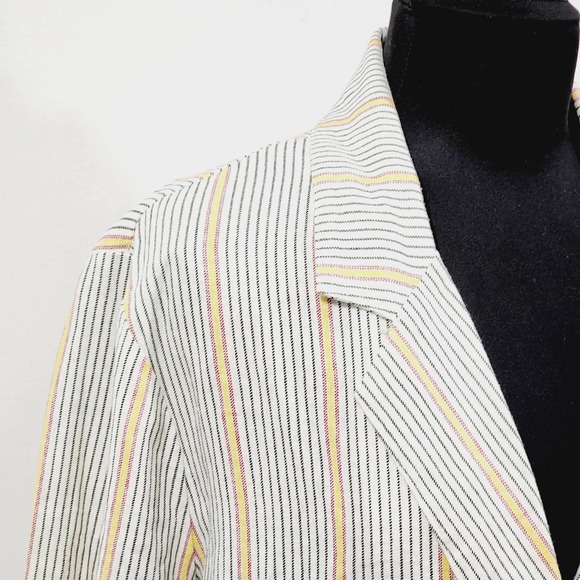 Wild Fable Ivory Double-Breasted Vertical Striped Linen Short Suit Plus Size XXL - Picture 7 of 16